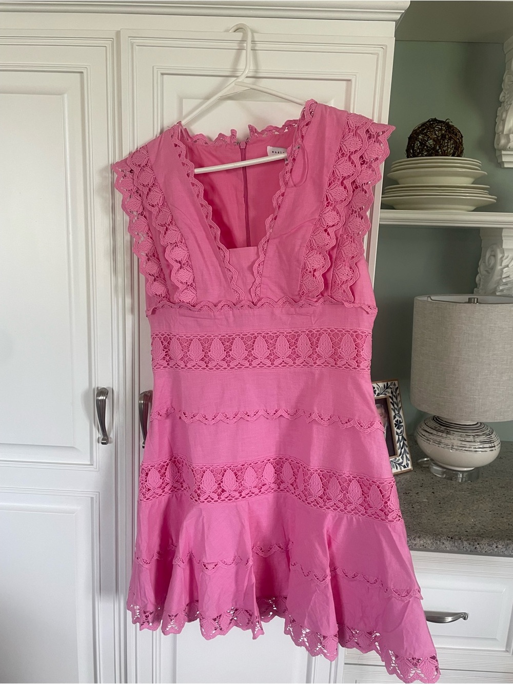 Endless Rose Hot Pink Lace-Trim Mini Dress